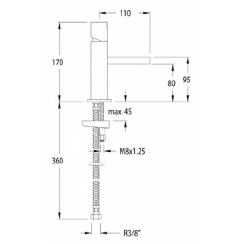 Mitigeur lavabo Kuatro bec Cascade 4731 4731 cote