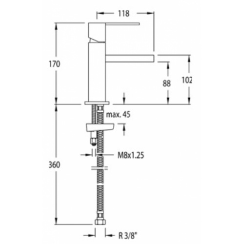 Mitigeur lavabo Kuatro bec Cascade 4931 4931 cote