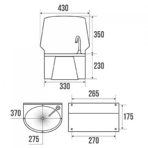 Lave-mains cuve ovale Inox Schéma 063560