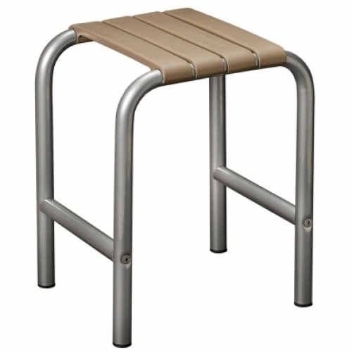 Tabouret de douche Taupe et Gris chrome