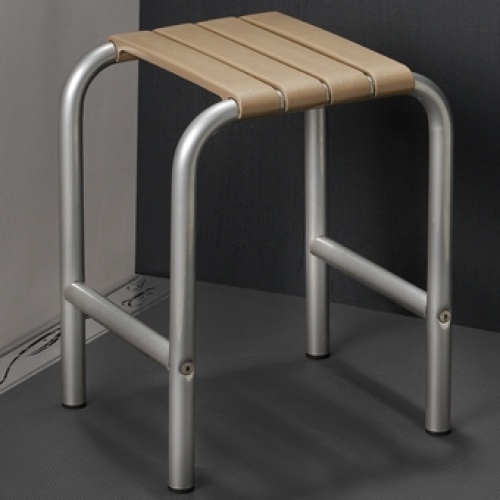 Tabouret de douche Taupe et Gris chrome 047652