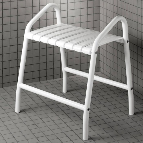 Tabouret de douche assise grande taille - 2 poignées - Blanc 047678