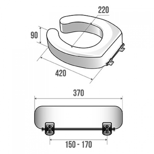 Rehausse pour cuvette WC standard, Ht. 9 cm Schéma 047580