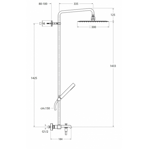 Colonne bain/douche thermostatique Quadri Bagno 300 QD18851 Qd18851 cote