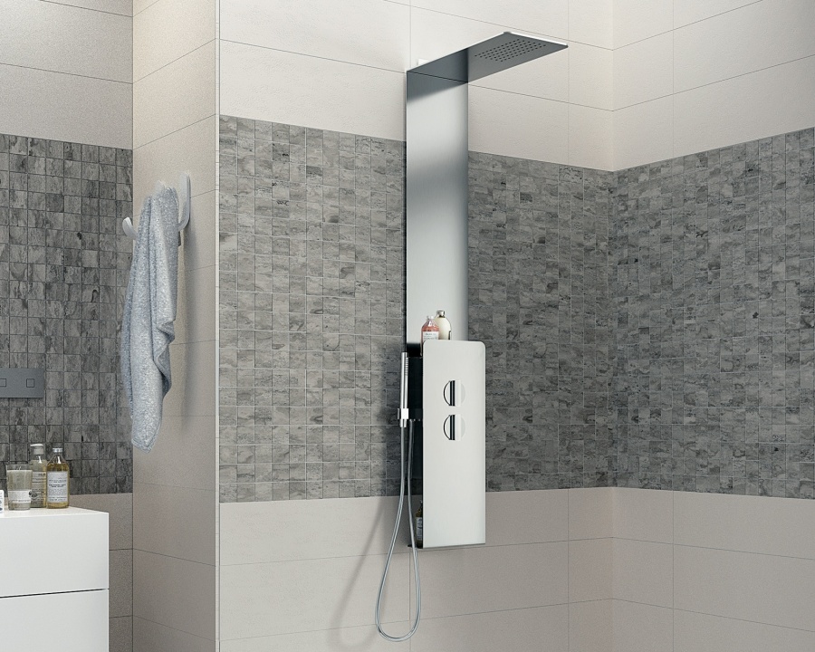 Colonne de douche ultra plate AQUASLIM en Inox brossé - KINEDO