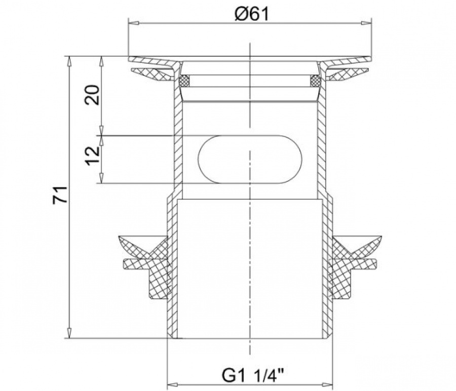 Bonde de lavabo à clapet rotatif encastrée - W18