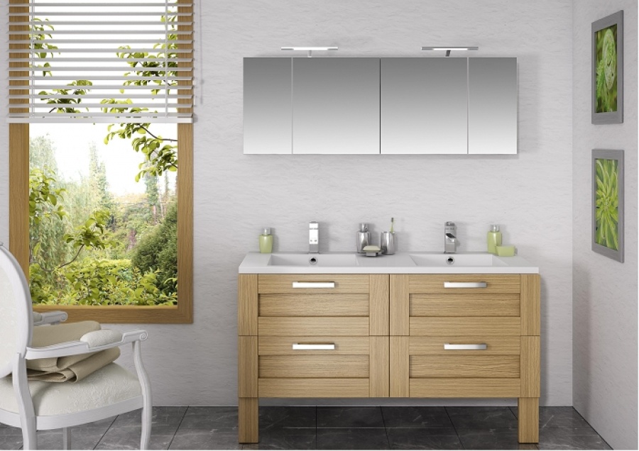 Meuble double vasque 140 cm COSY Baltique Naturel | DISCAC